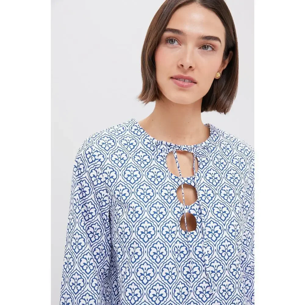 HYACINTH HOUSE Blue Quatrefoil Blake Mini Dress Size XXS NWT - Picture 5 of 8